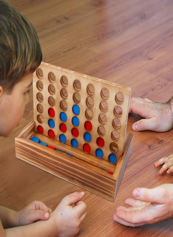 Glintoper Tic Tac Toe & 4 in a Row Tables Game Set, Classic Board Line Up 4 for Living Room Rustic Table Decor and Use as Game Top Wood Guest Room Decor Strategy Board Games for Families - Image 5